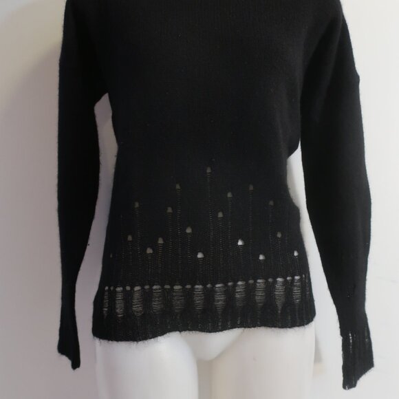 Womens Skull Cashmere Black Distressed Sweater S - Picture 6 of 9